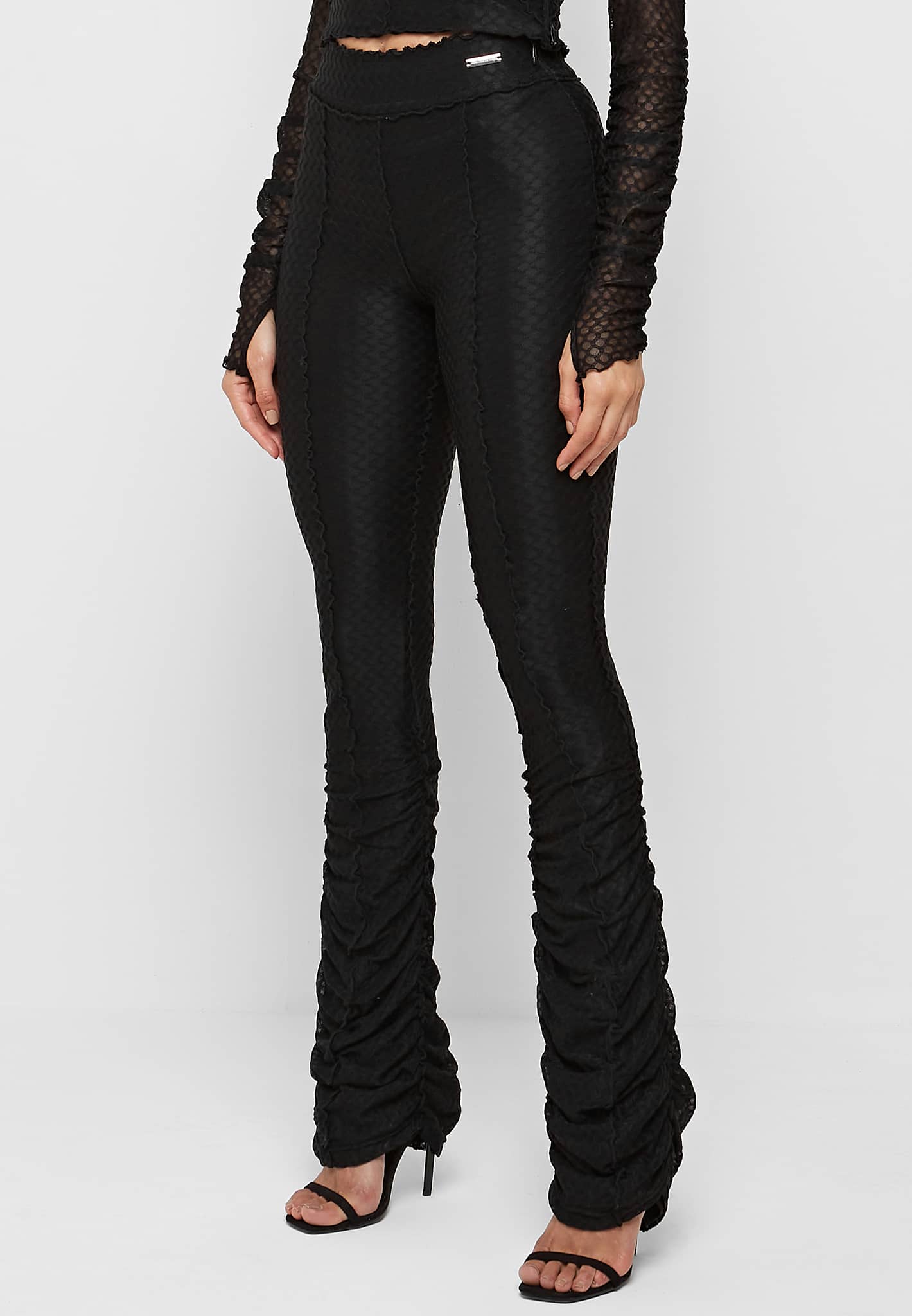 Black 2025 ruched trousers