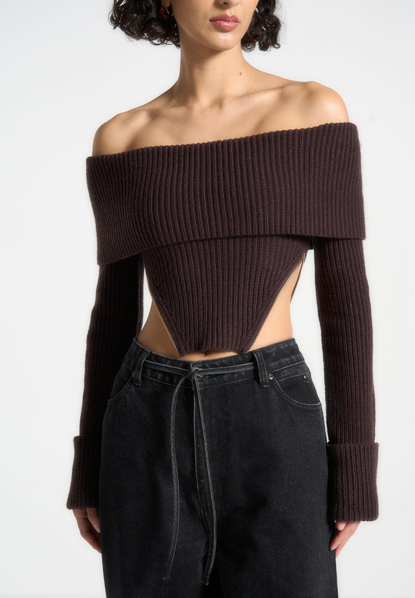 zip-detail-knit-bandeau-top-brown