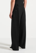 Charles - Wide Fit Wrap Leg Tailored Pants - Black