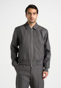 Denis - Tailored Varsity Jacket - Grey