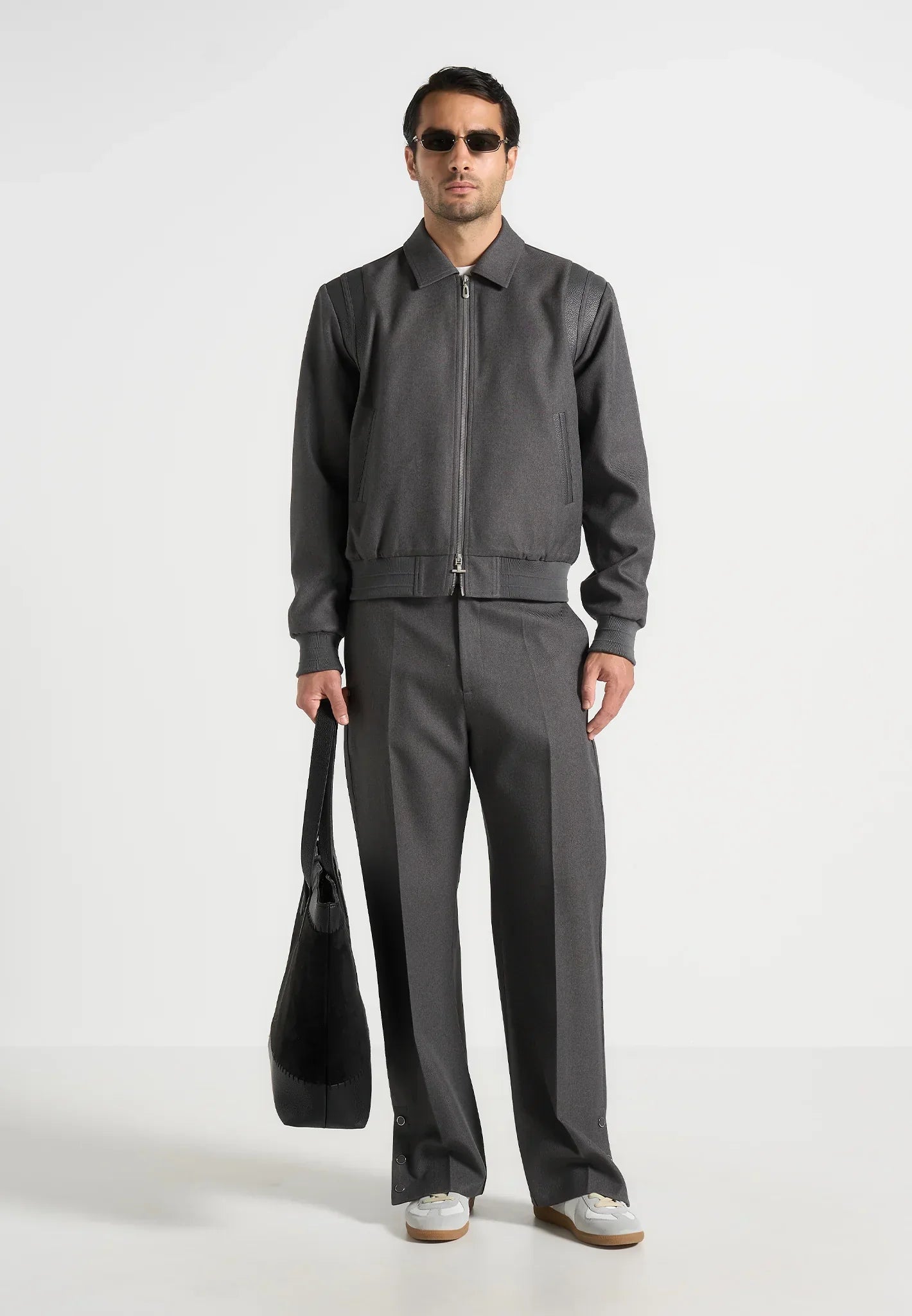 Boris - Relaxed Fit Tailored Button Cuff Trousers - Grey