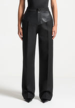 blanche-leather-panel-tailored-trousers-black