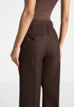Julie - Tailored Twin Pleat Pants - Brown