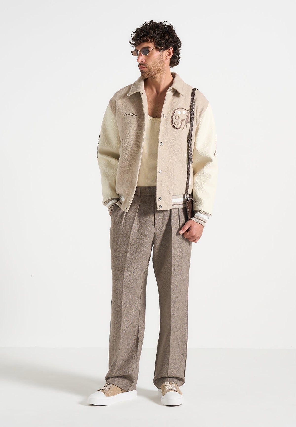 P⁠ierre - Relaxed Fit Textured Pleated Tailored Trousers - Taupe