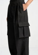 Danielle - Tailored Pleated Cargo Trousers - Black