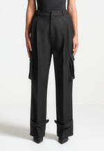 danielle-tailored-pleated-cargo-trousers-black