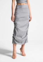 Tailored Tacked Midaxi Skirt - Grey