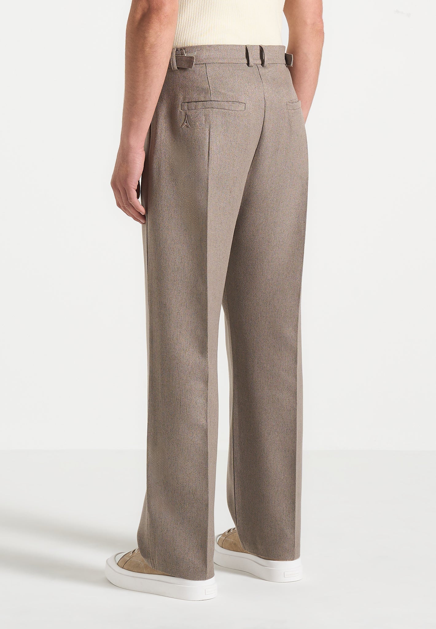 Pierre - Relaxed Fit Textured Pleated Tailored Trousers - Taupe