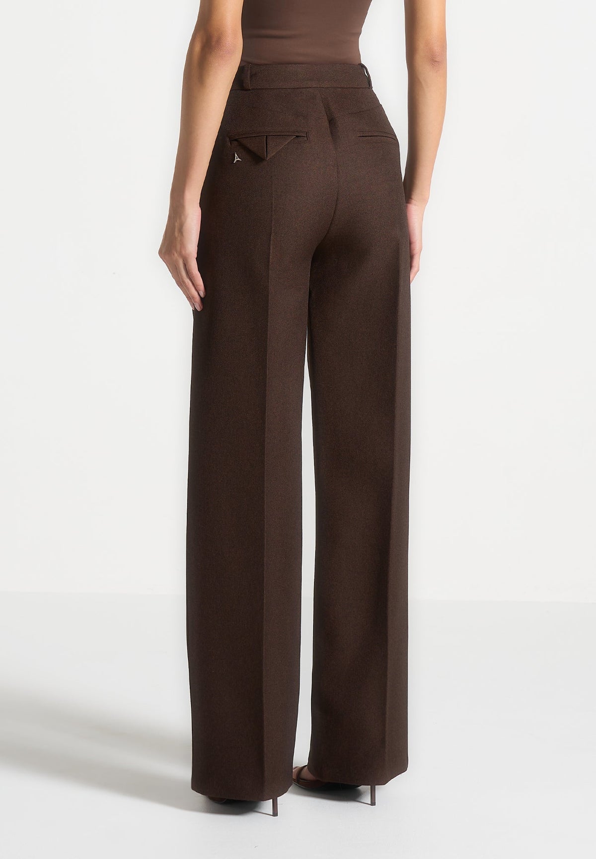 Julie - Tailored Twin Pleat Pants - Brown