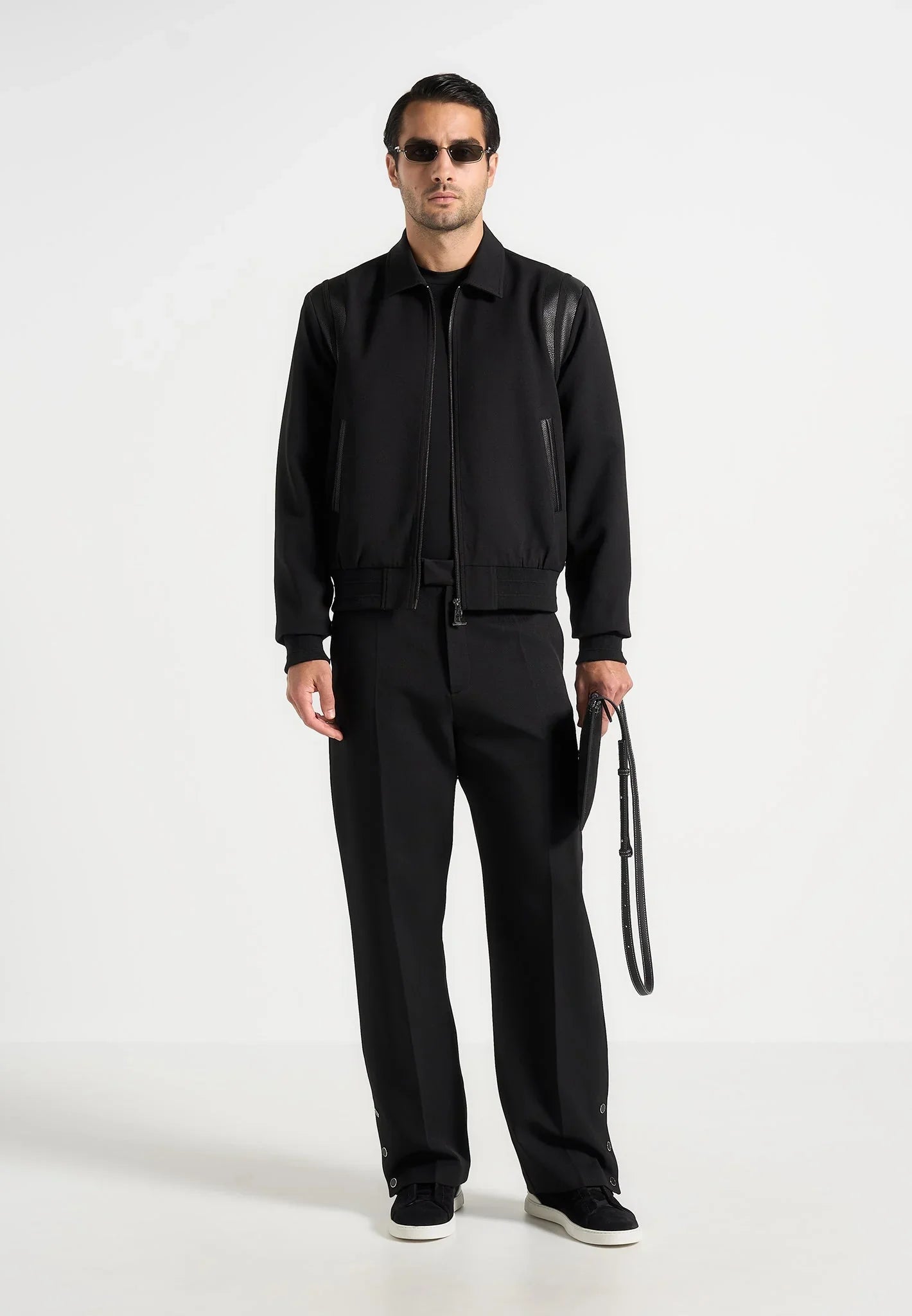 Boris - Relaxed Fit Tailored Button Cuff Pants - Black