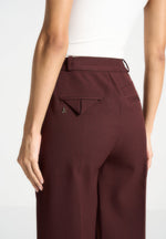 Julie - Tailored Twin Pleat Pants - Wine Red