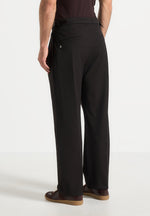 Pierre - Relaxed Fit Textured Twin Pleat Tailored Trousers - Brown