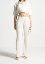 M⁠ona - Pleated Cropped Shirt - Off White