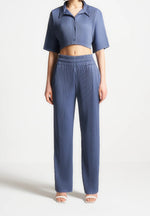 M⁠ona - Pleated Cropped Shirt - Black