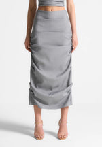 Tailored Tacked Midaxi Skirt - Grey