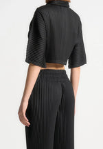 M⁠ona - Pleated Cropped Shirt - Black