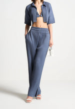 M⁠ona - Pleated Cropped Shirt - Black