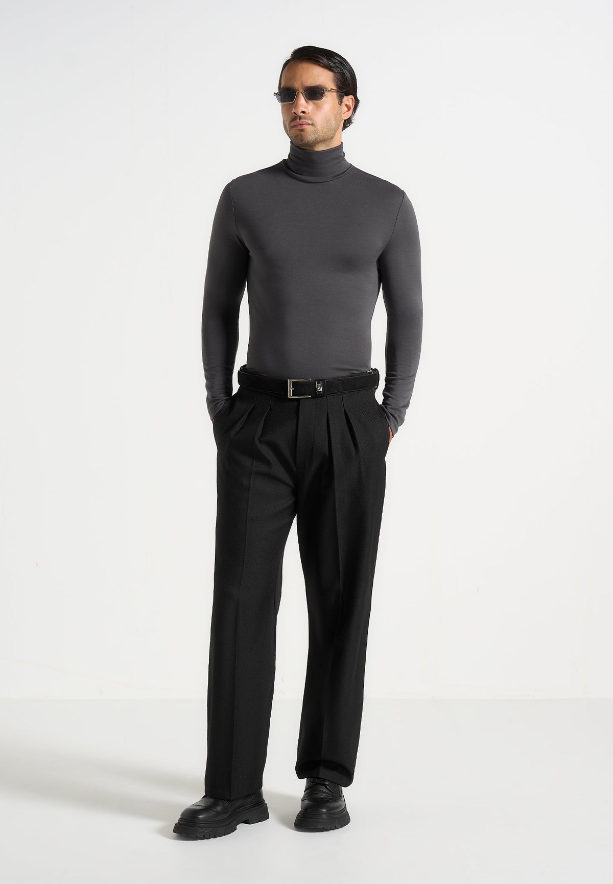 TS006 - Long Sleeve Roll Neck Top - Grey