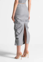 Tailored Tacked Midaxi Skirt - Grey