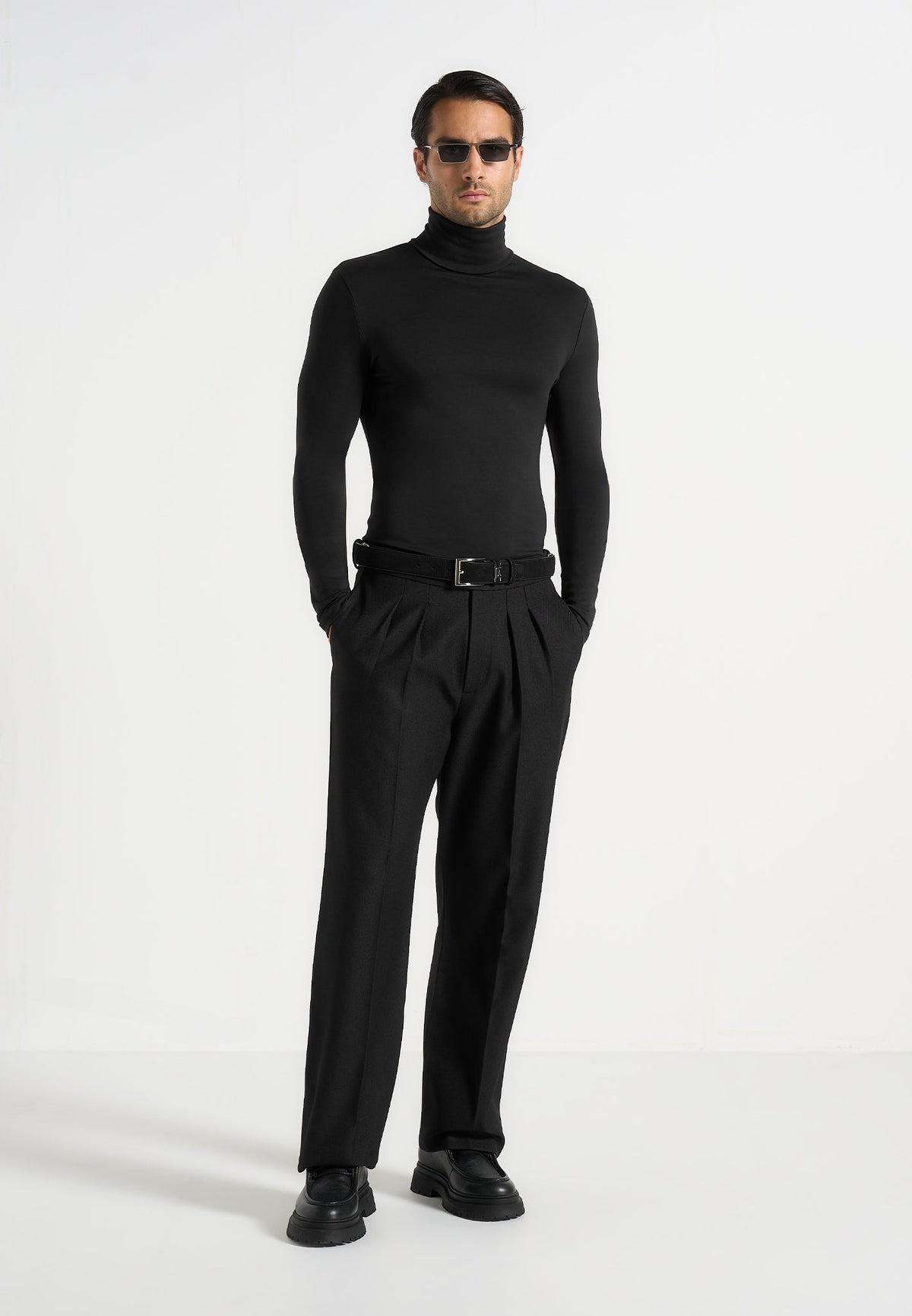 TS006 - Long Sleeve Roll Neck Top - Black