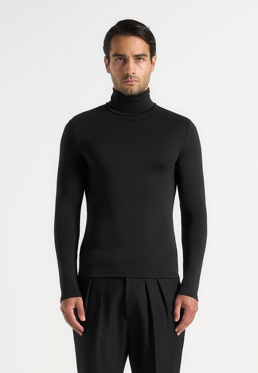 Blaise - Long Sleeve Roll Neck Top - Black