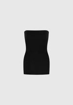 Rib Knit Longline Bandeau Top - Black