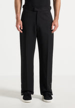 Boris - Relaxed Fit Tailored Button Cuff Pants - Black