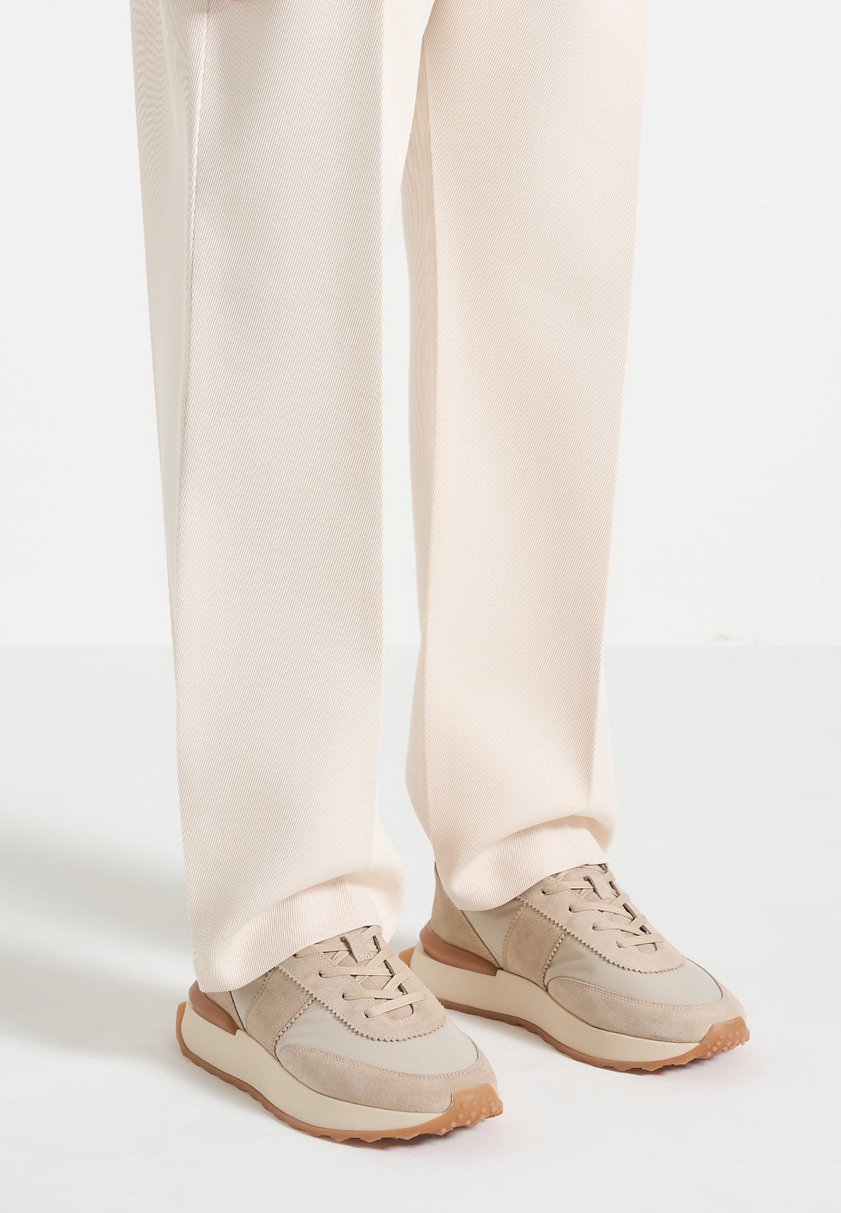 Monaco - Suede and Nylon Runner - Cream