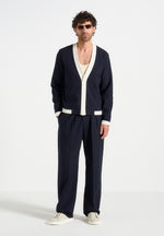 Pierre - Relaxed Fit Pleated Tailored Trousers - Navy