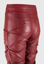 Caroline - Tacked Leather Flared Pants - Wine Red