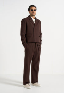 Hector - Double Breasted Tailored Cropped Blazer - Brown