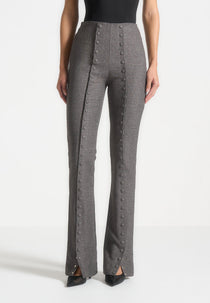Therese - Tailored Button Detail Pants - Dark Grey
