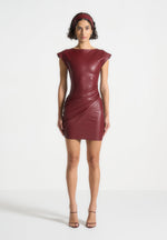 leather-gathered-dress-wine-red