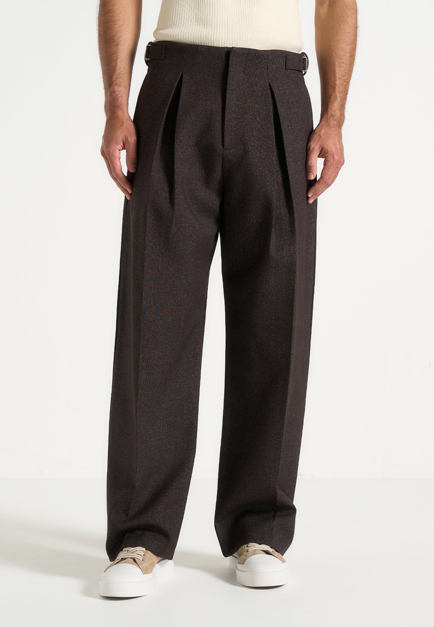 lior-box-pleat-hatched-wide-leg-trousers-dark-brown 