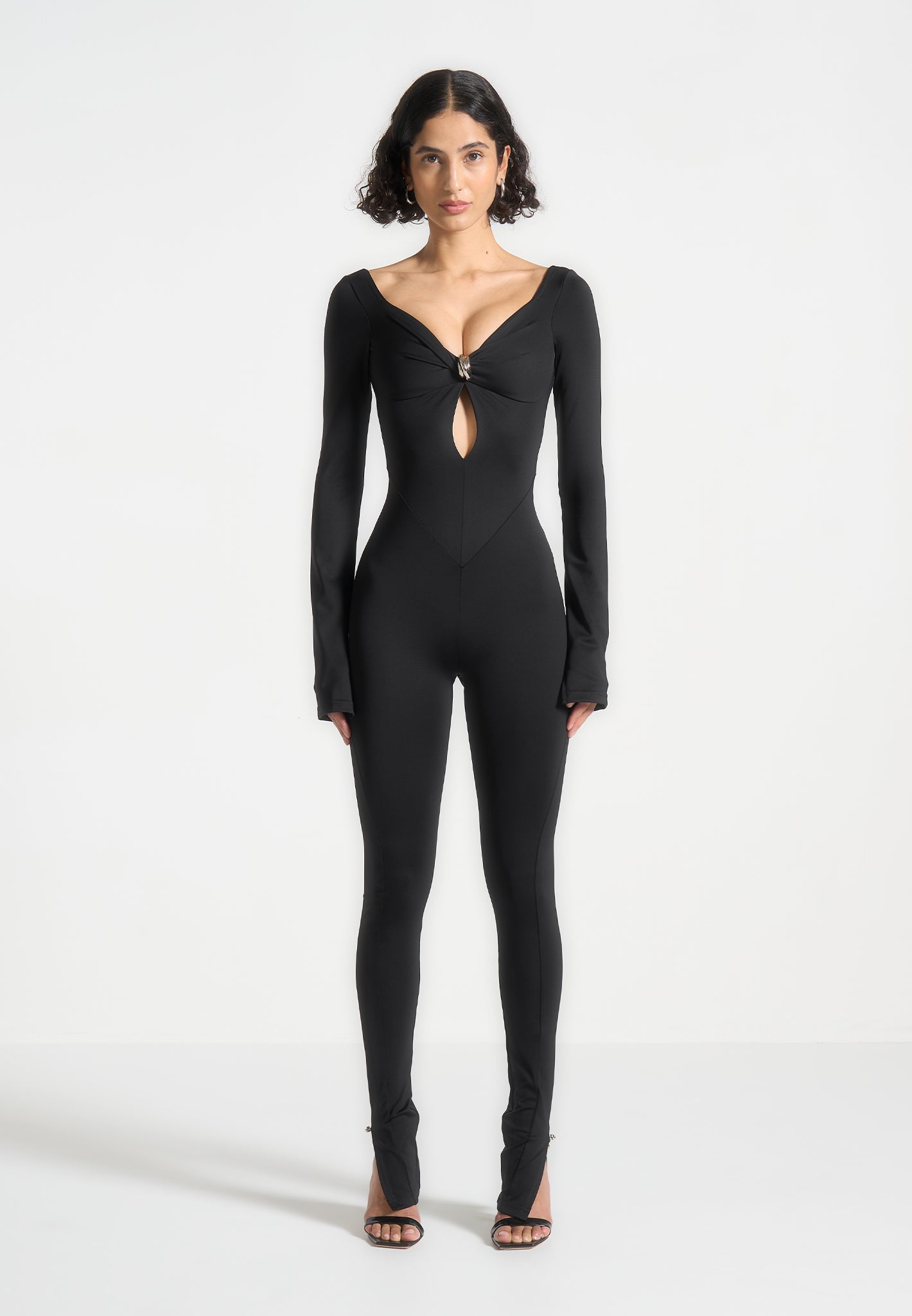 Twisted Bust Off Shoulder Jumpsuit - Black