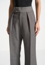 Elsa - High Waisted Tailored Pants - Grey Marl