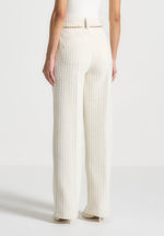 Nathalie - Tweed Pants with Belt - Cream
