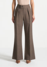 Elsa - High Waisted Tailored Pants - Dark Taupe