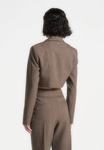 Dina - Asymmetric Tailored Cropped Blazer - Dark Taupe