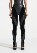 leather-and-velour-contour-leggings-black