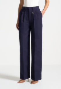 Gabrielle - Creased Gabardine Pants - Indigo