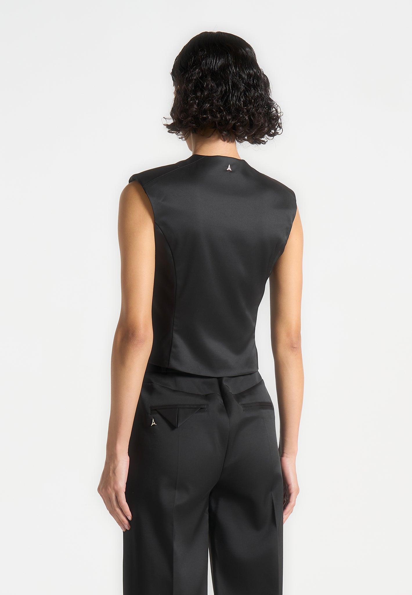 Laurence - Sateen Wrap Suit Vest - Black