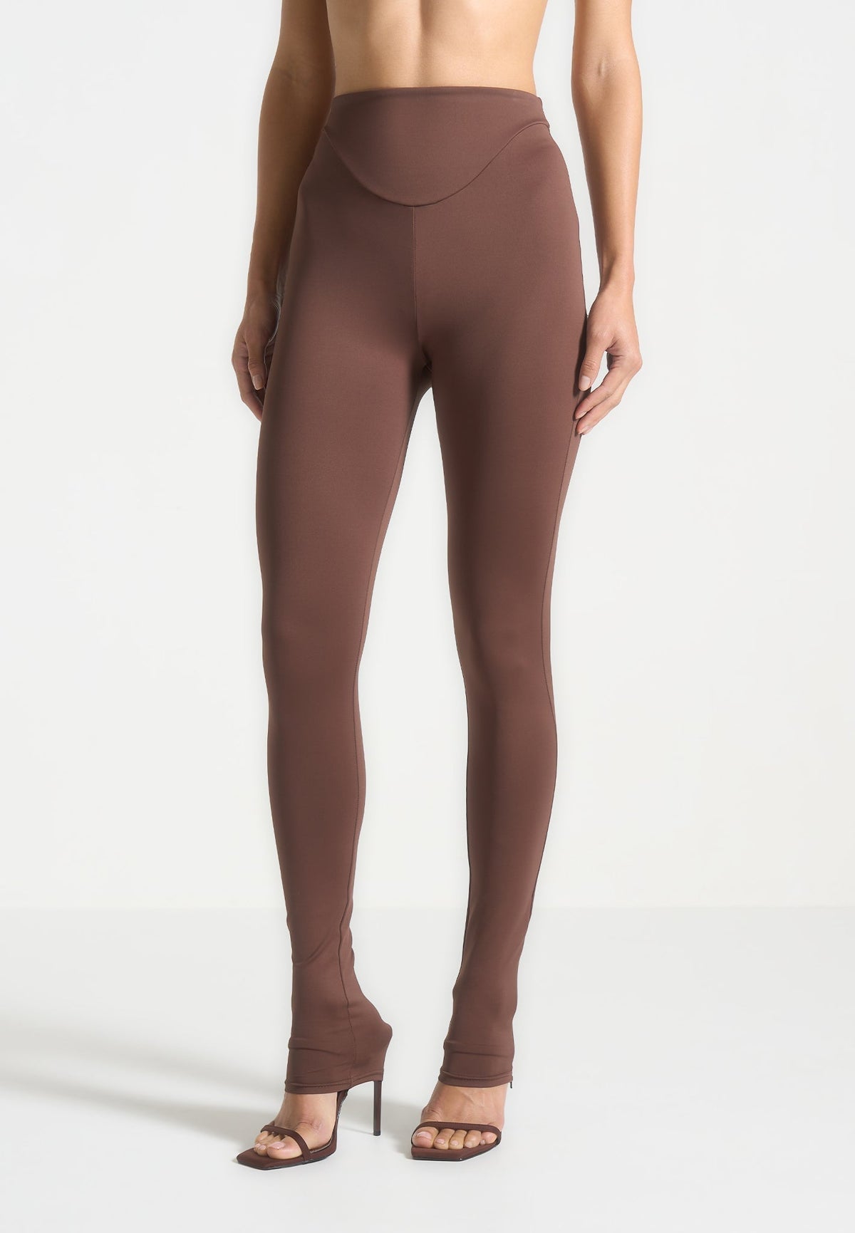 LS001 - High Waisted Leggings - Brown