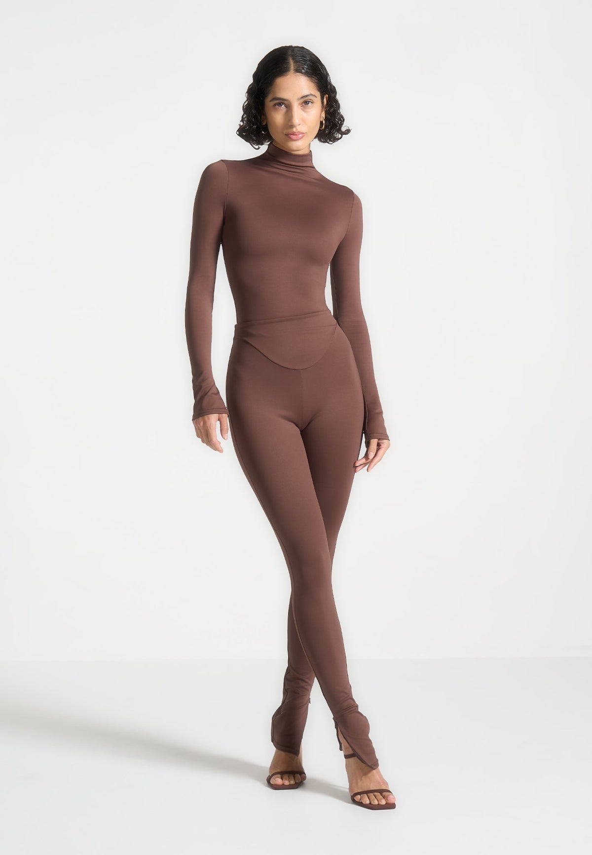 LS001 - High Waisted Leggings - Brown