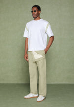 Georges - Varsity Cotton T-Shirt - Off White/Sage