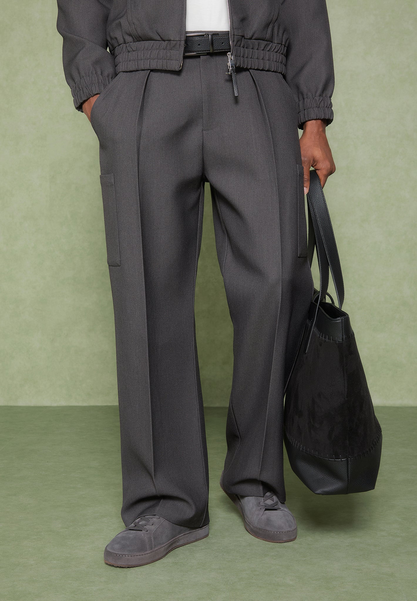 Luca - Relaxed Fit Pleated Pocket Pants - Grey