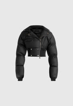 Dalya - Matte Cropped Biker Puffer Jacket - Black