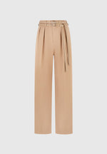 Pascale - Tailored Twin Belt Pants - Dark Beige