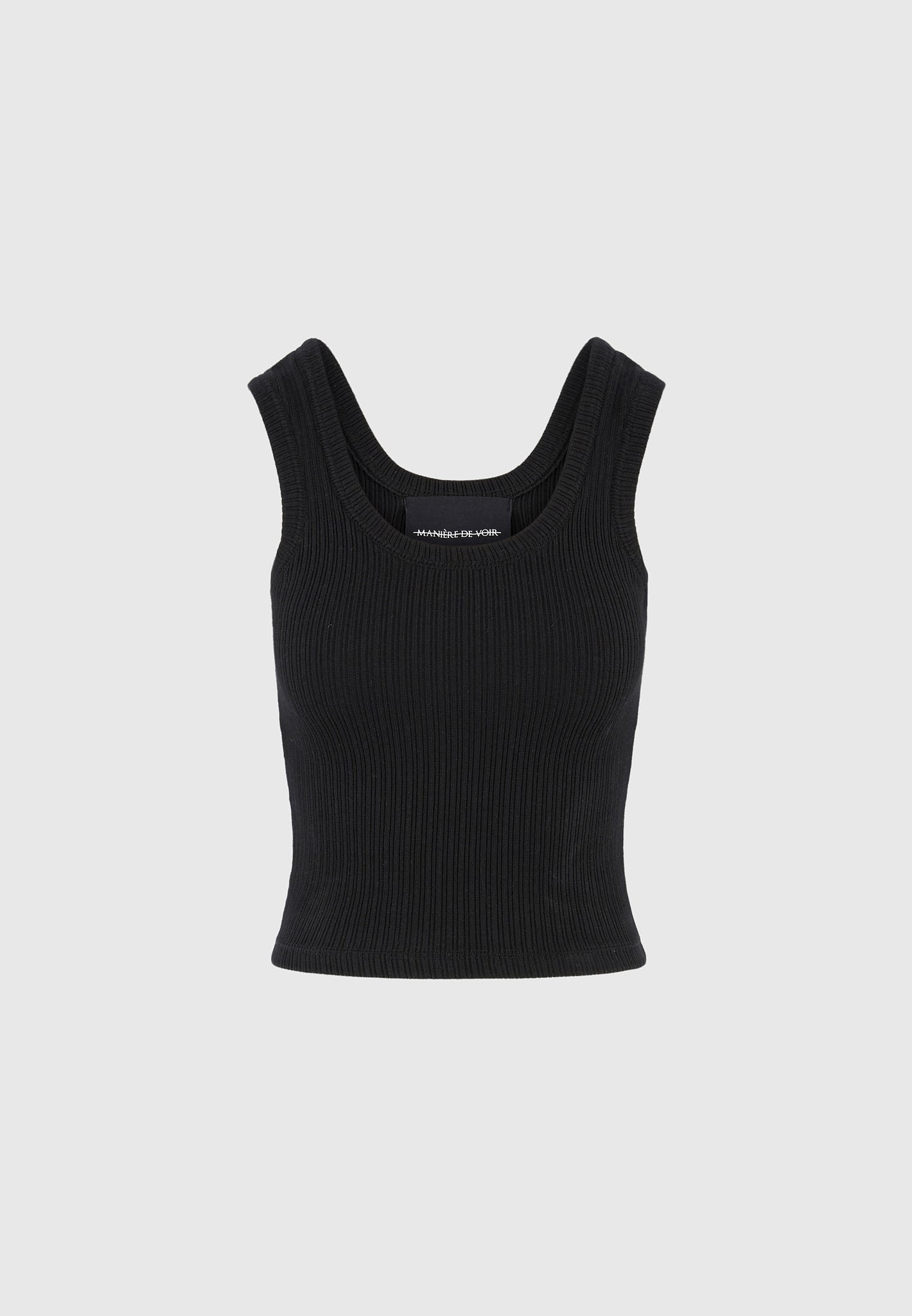 Liane - Scoop Neck Ribbed Tank Top - Black