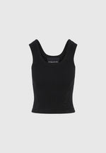 Liane - Scoop Neck Ribbed Tank Top - Black